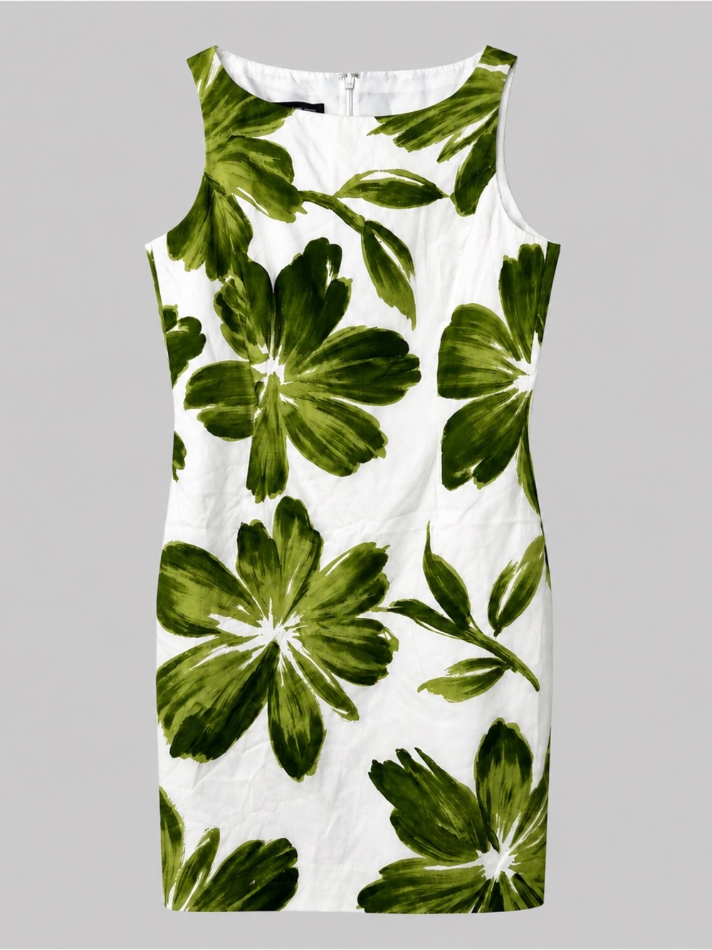 Jones New York Dress Size 8 White Green Floral Sheath Dress Sleeveless Spring